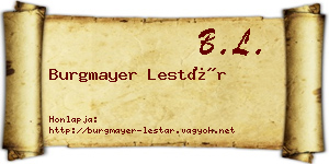 Burgmayer Lestár névjegykártya